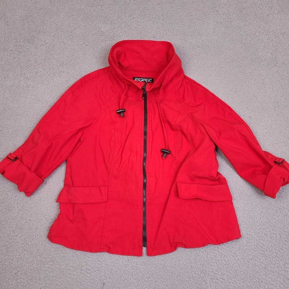 Windridge Cheryl Nash Jacket Womens Large Red Full Zip‎ Stretch Made in USA